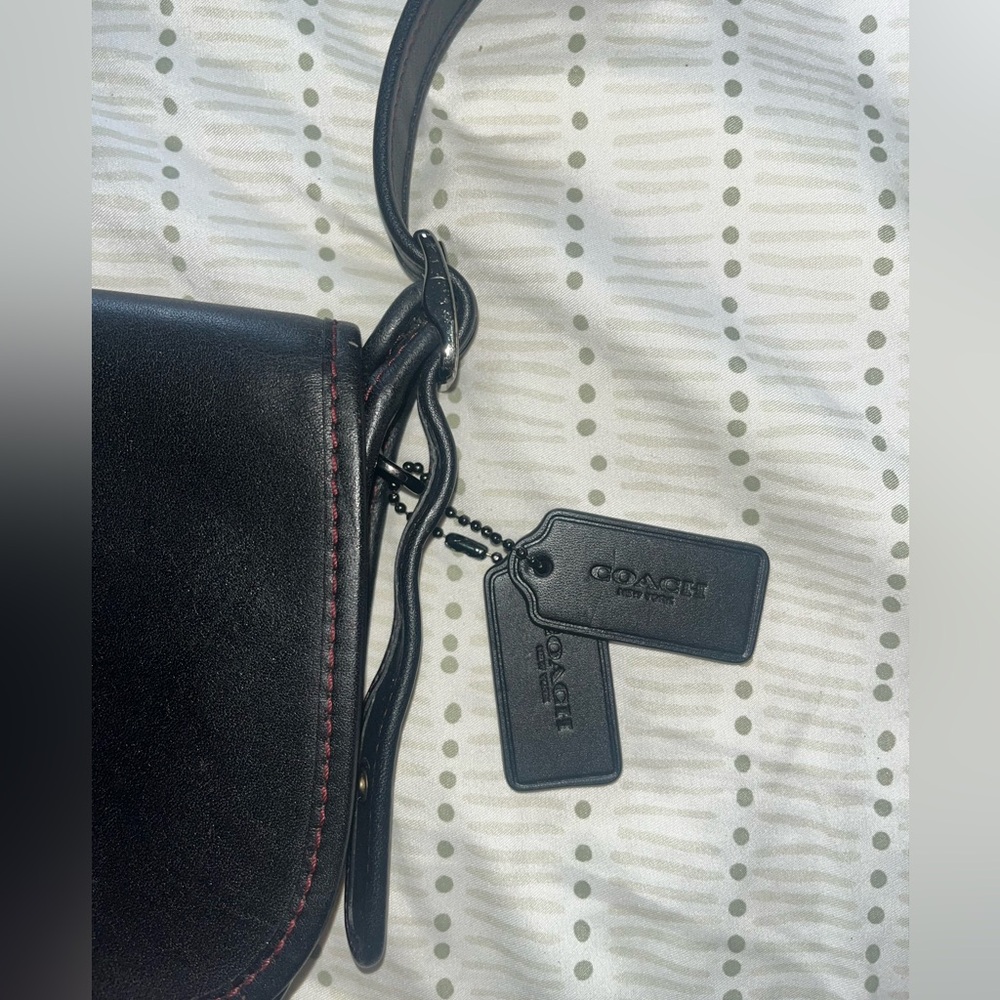 Coach Mini Black Leather Saddle Bag Reissue Crossbody Bag - Picture 2 of 8